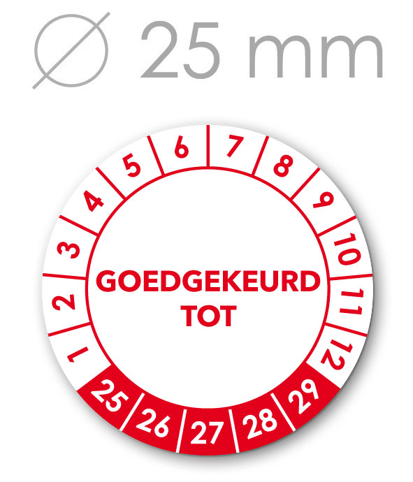 Goedgekeurd tot 5 jaargangen 25mm ROOD